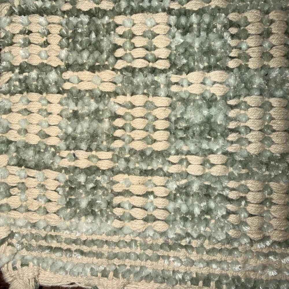 Green blue and Cream geometric Woven Rug 2x3